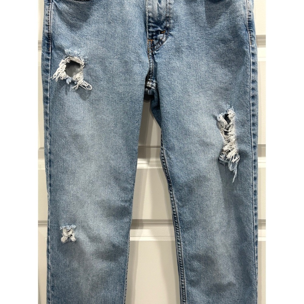Levis 511 Slim Fit Jeans Mens 29x32 Light Blue Ripped Denim (fits 28x30) - Picture 2 of 11